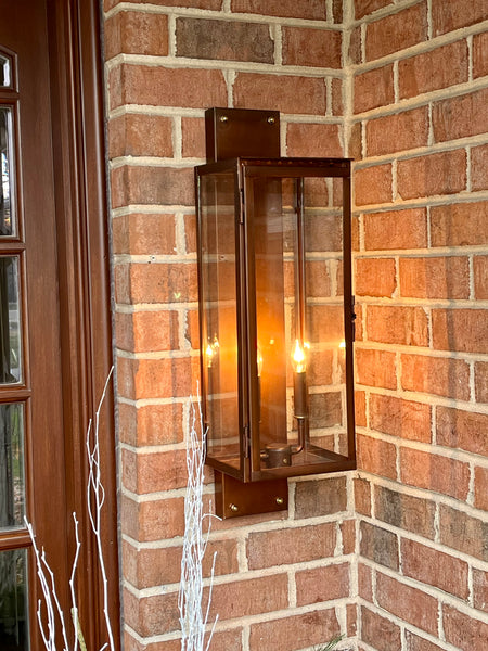 First Avenue Copper Electric Lantern - Wall Mount– Tower Lighting