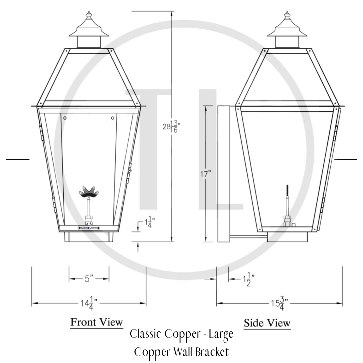 Classic Copper Lantern Copper Wall Mount Tower Lighting