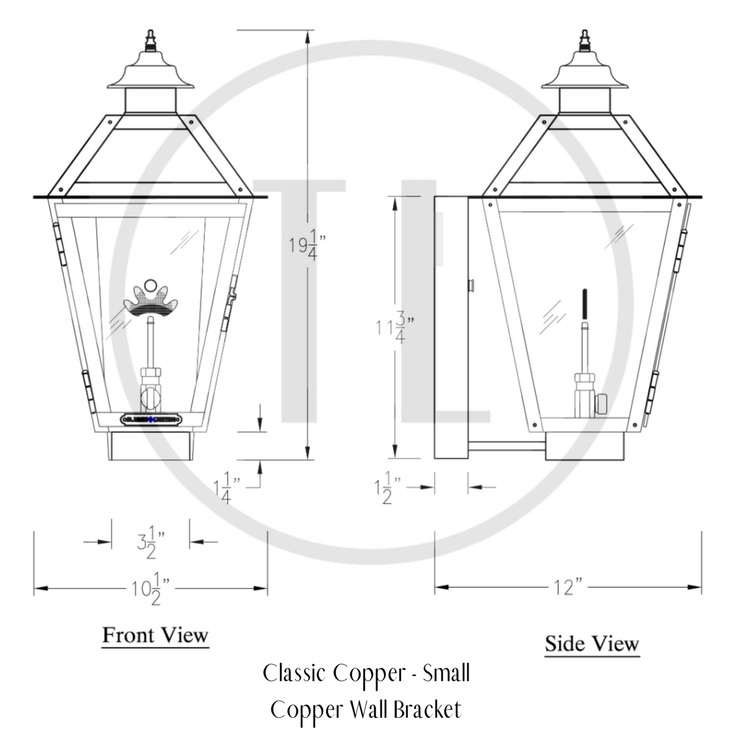 Classic Copper Lantern Copper Wall Mount Tower Lighting